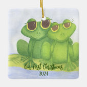 Schattige kikkerliefhebbers keramisch ornament (Voorkant)