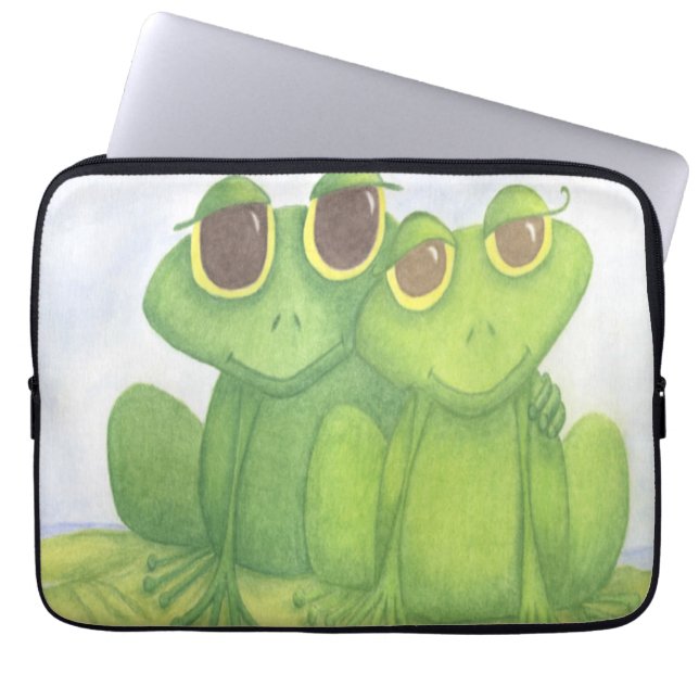 Schattige kikkerliefhebbers laptop sleeve (Voorkant)