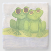 Schattige kikkerliefhebbers stenen onderzetter (Voorkant)