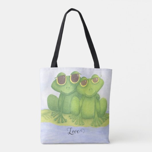 Schattige kikkerliefhebbers tote bag (Achterkant)