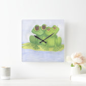 Schattige kikkerliefhebbers vierkante klok (Huis)