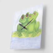 Schattige kikkerliefhebbers vierkante klok (Hoek)