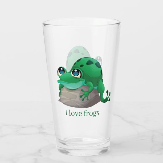 schattige kikkerliefhebbers voegen tekst toe glas (Achterkant)
