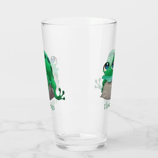 schattige kikkerliefhebbers voegen tekst toe glas (Links)