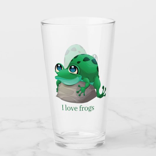 schattige kikkerliefhebbers voegen tekst toe glas (Voorkant)