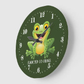 schattige kikkerliefhebbers voegen tekst toe grote klok (Hoek)