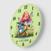 schattige kikkerliefhebbers voegen tekst toe grote klok (Hoek)