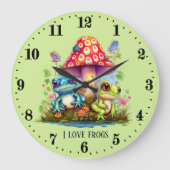 schattige kikkerliefhebbers voegen tekst toe grote klok (Voorkant)