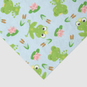 Schattige kikkerpatroon op helderblauw tissuepapier (Detail)