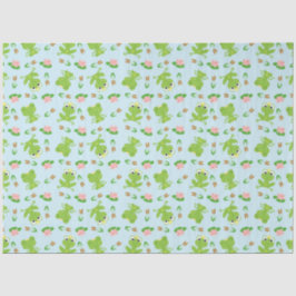 Schattige kikkerpatroon op helderblauw tissuepapier