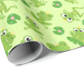 Schattige kikkerpatroon op heldergroen cadeaupapier (Rol Hoek)