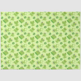 Schattige kikkerpatroon op heldergroen tissuepapier