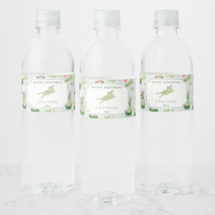 Schattige kikkers in waterlelies vijver kids verja waterfles etiket