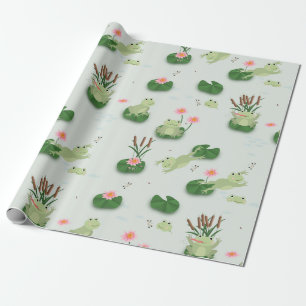 Schattige kikkers in waterleliesvijver cadeaupapier