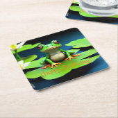 Schattige kikkerverjaardag kartonnen onderzetters (Schuin)