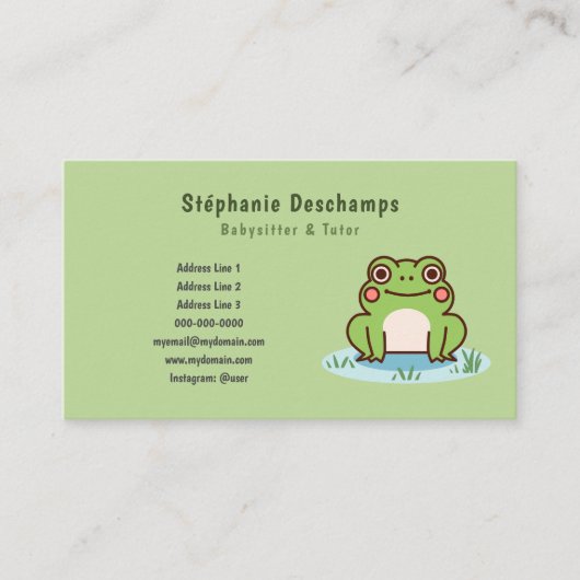 Schattige kikkervisje Visitekaartje (Voorkant)