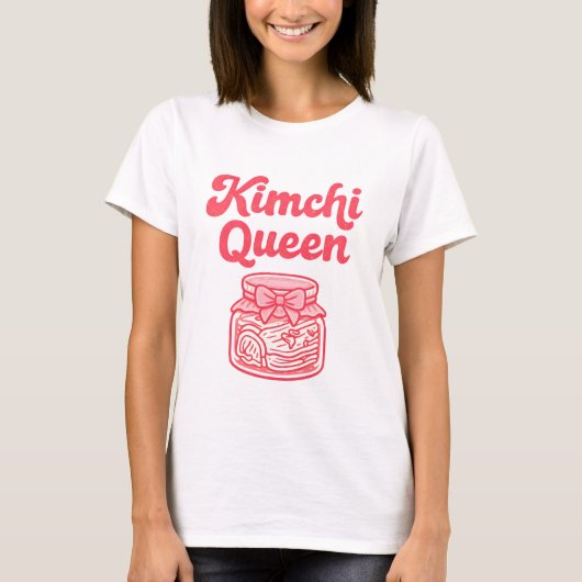 Schattige Kimchi Grappig Koreaans Eten Roze Pot T-shirt (Voorkant)