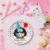 Schattige Kind 1e Happy Birthday Penguin Papieren Bordje (Feest)