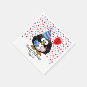 Schattige Kind 1e Happy Birthday Penguin Servet (Hoek)