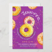 Schattige Kind 8e Donut Kleurrijke Sprinkles Paars Kaart (Voorkant)