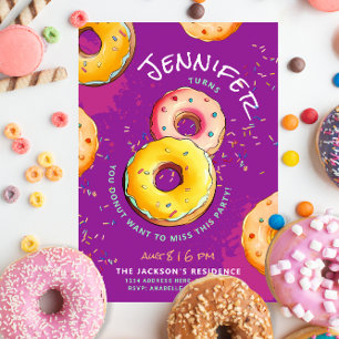 Schattige Kind 8e Donut Kleurrijke Sprinkles Paars Kaart
