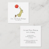 Schattige Kind Baby Retail Boutique Cat Mouse Ball Vierkante Visitekaartje (Voorkant / Achterkant)