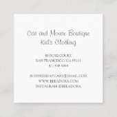 Schattige Kind Baby Retail Boutique Cat Mouse Ball Vierkante Visitekaartje (Achterkant)