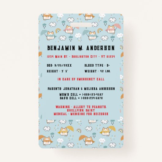 Schattige Kind Cat Kleurrijke Aangepaste Foto Kind Badge (Achterkant)