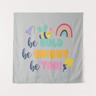 Schattige kind citeert koopwaar wandkleed