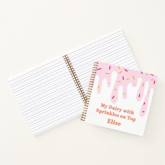 Schattige Kind Dagboek Sprinkle Ice Cream Drips No Notitieboek (Binnen)