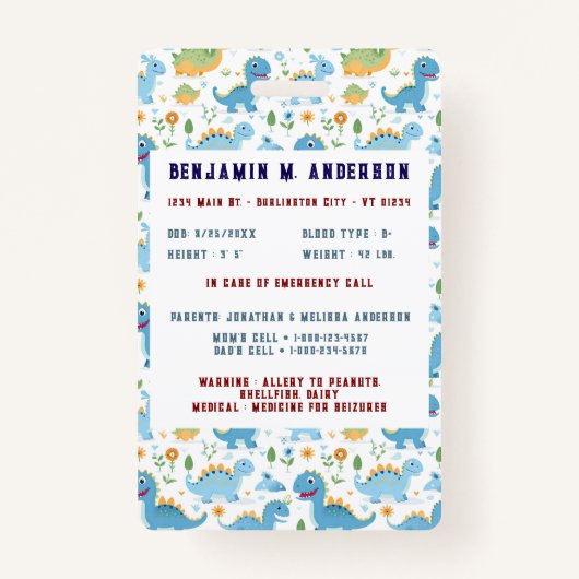 Schattige Kind Dinosaur Kleurrijke Aangepaste Foto Badge (Achterkant)