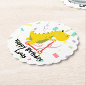 Schattige kind dinosaurus scooter truck Verjaardag Kartonnen Onderzetters (Gekanteld)