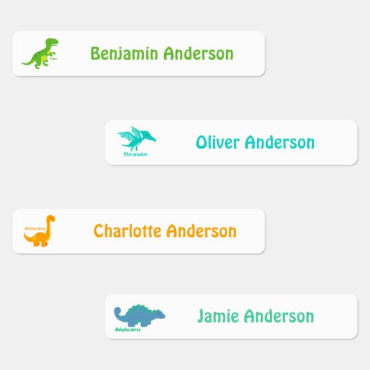 Schattige Kind dinosaurussen strijken op Labels (Groep)