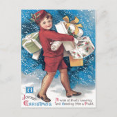 Schattige kind dragen Cadeaus Holly Snow Briefkaart (Voorkant)