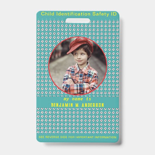 Schattige Kind Football Kleurrijke Custom Photo Ch Badge (Front)