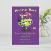 Schattige Kind Frankenstein Halloween Kaart (Staand voorkant)