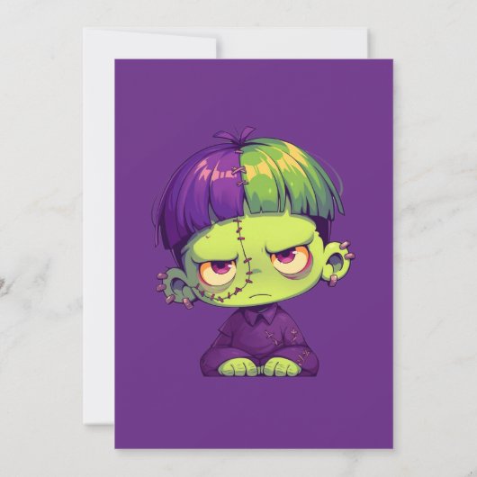 Schattige Kind Frankenstein Halloween Kaart (Achterkant)