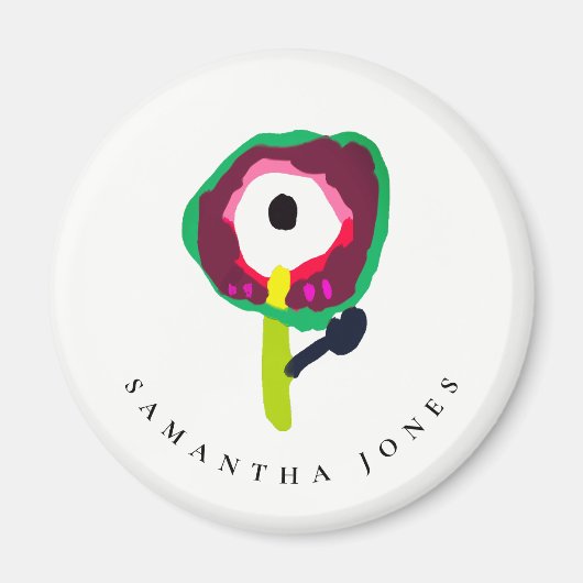 Schattige Kind Getrokken Kleurrijke Groene Roze Bl Magneet (Voorkant)