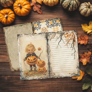  Schattige Kind Halloween Junk Journal Page