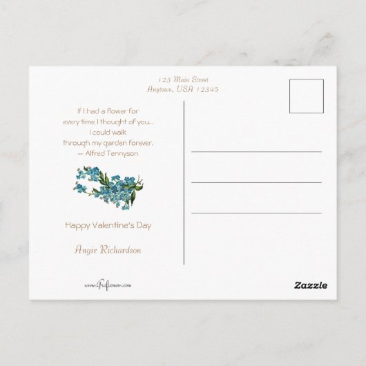 Schattige  Kind, Hart, Bloemen Valentijn Briefkaart (Achterkant)