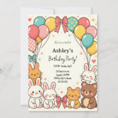 Schattige Kind Kawaii verjaardagsfeest Kaart (Voorkant)