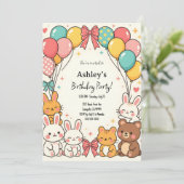 Schattige Kind Kawaii verjaardagsfeest Kaart (Staand voorkant)