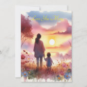 Schattige Kind kijken zonsondergang met mam Moeder Feestdagenkaart (Voorkant)