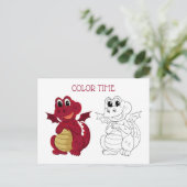 Schattige Kind Kleuractiviteit Rood en Bruin Drago Briefkaart (Staand voorkant)