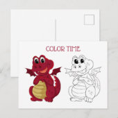 Schattige Kind Kleuractiviteit Rood en Bruin Drago Briefkaart (Voorkant / Achterkant)