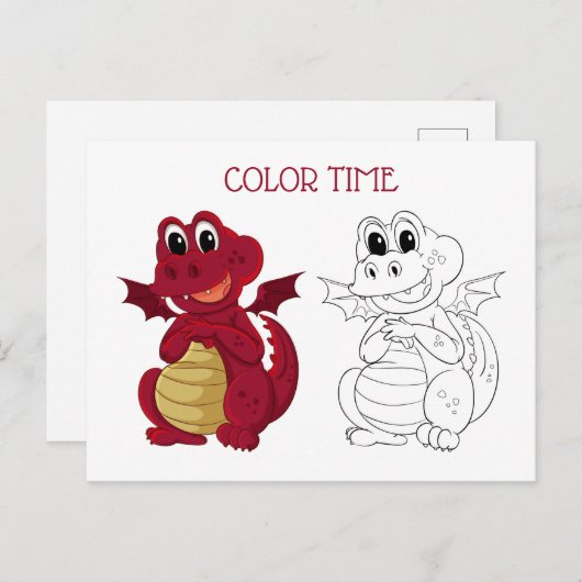 Schattige Kind Kleuractiviteit Rood en Bruin Drago Briefkaart (Voorkant / Achterkant)