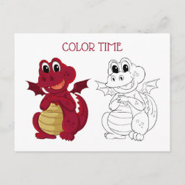 Schattige Kind Kleuractiviteit Rood en Bruin Drago Briefkaart