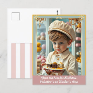 Schattige kind met diverse handgemaakte snoepjes o briefkaart