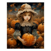 Schattige Kind met een pompoen Herfst herfst Perfect Poster (Voorkant)