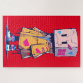 Schattige Kind met Papieren Tas Pet Legpuzzel (Horizontaal)